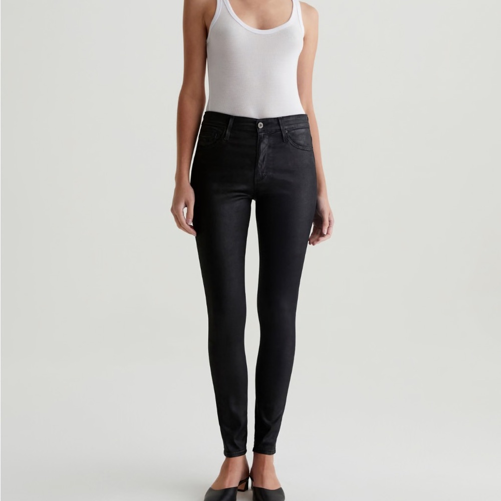 AG The Farrah Ankle Leatherette Skinny Jeans – Black – Size 27 – NWT